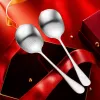 Silver smooth long-handled spoon, coffee and tea mixing spoon, practical kitchen tableware Specification image